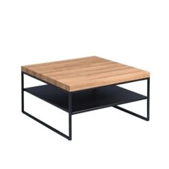 HomeTrends4You Couchtisch Vista 2 Dekor Eich Braun | Gestell Metall Schwarz