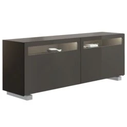 Now! Vision By Hülsta Sideboard 4R 2 Schiebetüren 70,4x176,1x52 - Lack-grau/Lack-Hochglanz-grau