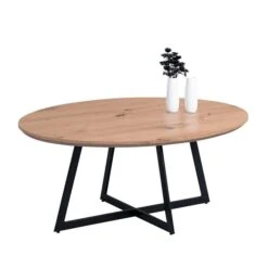 HomeTrends4You Couchtisch Yarra MDF Dekor Artisaneiche | Gestell Metall Schwarz