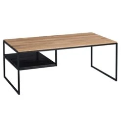 HomeTrends4You Couchtisch Lias Wildeiche Massiv | Gestell Metall Schwarz