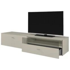 Now! No.14 By Hülsta Lowboard 2R 2 Schubladen 38,4x210x52 Lack-seidengrau/Hochglanz-seidengrau