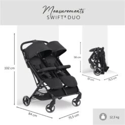 Hauck Swift X Duo Geschwisterwagen -Günstiges CYBEX || Britax || VOX Geschäft 4007923500040.pt02.swift x duo black