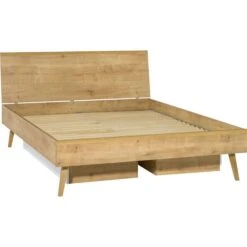 VOX Nature Bett 140x200 Cm Mit Glattem Kopfteil Eiche | Ohne Lattenrost