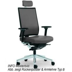 Rovo XN 5070 Drehstuhl Mit Kopfstütze Semianilin-Leder | Rückenpolster