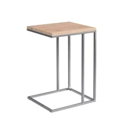 HomeTrends4You Beistelltisch Bruno, Edelstahloptik MDF Dekor Artisaneiche | Metall Edelstahloptik