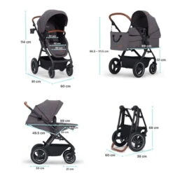 Kinderkraft B-TOUR 3in1 Kinderwagen Dark Grey Inkl. Autositz, Adapter, Fußsack, & Regenschutz -Günstiges CYBEX || Britax || VOX Geschäft 5902533918942 13