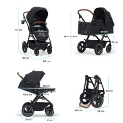 Kinderkraft B-TOUR 3in1 Kinderwagen Black Inkl. Autositz, Adapter, Fußsack, & Regenschutz -Günstiges CYBEX || Britax || VOX Geschäft 5902533918966 13