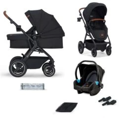 Kinderkraft B-TOUR 3in1 Kinderwagen Black Inkl. Autositz, Adapter, Fußsack, & Regenschutz