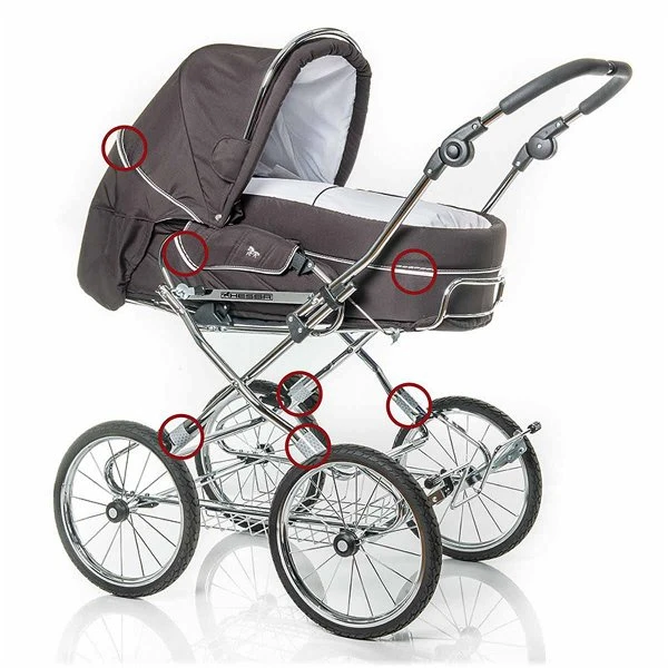 HESBA Condor Coupe Kinderwagen Außen 281 Innen 185 Teilleder - Räder Weiß 25 Cm, Griff Dunkelbrau 6 HESBA Condor Coupe Kinderwagen Außen 281 Innen 185 Teilleder - Räder Weiß 25 Cm, Griff Dunkelbrau – Bild 6