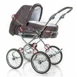 HESBA Corrado Kinderwagen Außen 501, Innen 110 Räder Schwarz, SL 250, Ledergriff Hellbraun -Günstiges CYBEX || Britax || VOX Geschäft 9002 sicherheitsaustattung tuev 56
