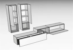 Hülsta Tetrim Wohnwand 3 - Lack & Natureiche Lowboard-Kombi & 2 Hängeelemente -Günstiges CYBEX || Britax || VOX Geschäft 980005