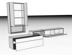 Hülsta Tetrim Wohnwand 7 - Lack & Kernnussbaum Lowboards & Hängeelement -Günstiges CYBEX || Britax || VOX Geschäft 980014