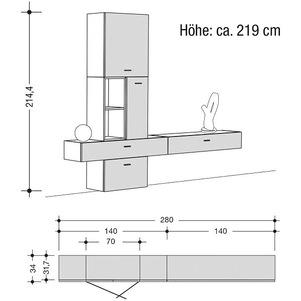 Now! No.14 By Hülsta Kombination 11 219x280x34 Lack-seidengrau/taubenblau/Hochglanz-seidengrau 2 Now! No.14 By Hülsta Kombination 11 219x280x34 Lack-seidengrau/taubenblau/Hochglanz-seidengrau – Bild 2