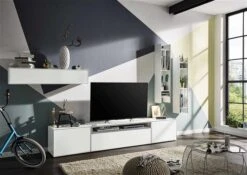 Now! By Hülsta Easy Wohnwand Lack-hellgrau 186x372x45 6-teilig