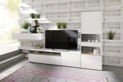 Now! By Hülsta Easy Wohnwand Lack-hellgrau 181x350x45 Mit Media-Lowboard - 4-teilig