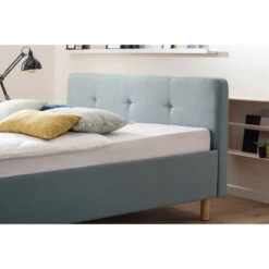 Meise Möbel Amelie Polsterbett Stoffbezug Eisblau Holzfuß Eichefarbig 180 X 200 Cm -Günstiges CYBEX || Britax || VOX Geschäft amelie saw eiche detail 3 2