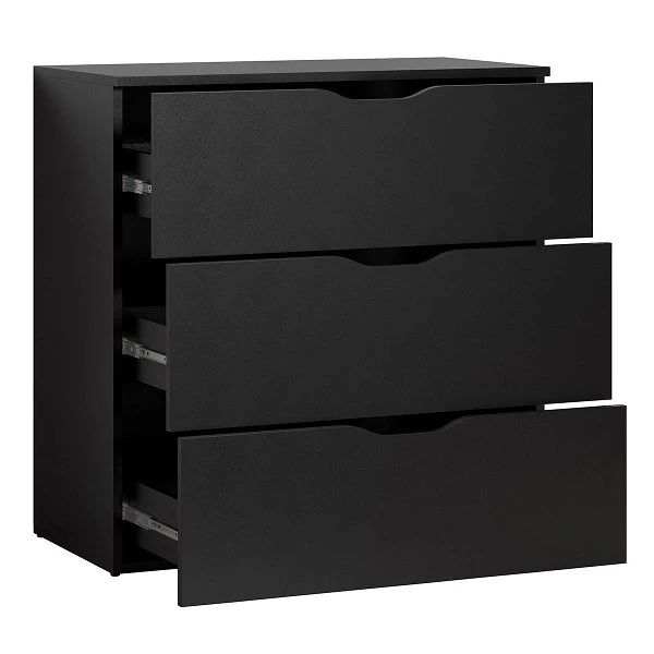 Trendteam Basix Kommode 3 Schubkästen Schwarz 2 Trendteam Basix Kommode 3 Schubkästen Schwarz – Bild 2