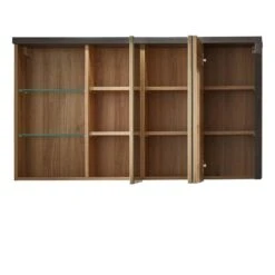 Trendteam Bay Badmöbel 3-teilig Eiche Riviera / Beton -Günstiges CYBEX || Britax || VOX Geschäft bay bd 1693 503 28 frontal geoeffnet freisteller 1