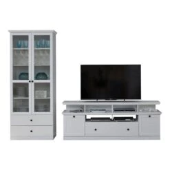 Trendteam Baxter Anbauwand 2-teilig Weiß Dekor | Breit Hoch