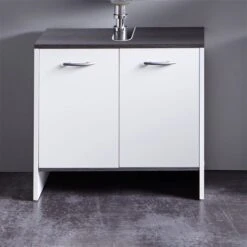 Trendteam San Diego Waschbeckenunterschrank Weiß / Rauchsilber | 2-türig