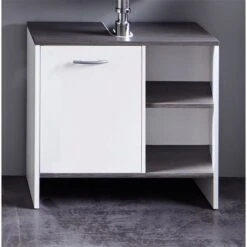 Trendteam San Diego Waschbeckenunterschrank Weiß / Rauchsilber | 1-türig