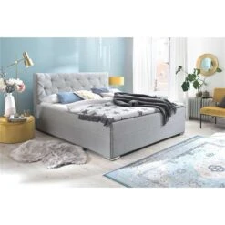 Meise Möbel Chicago Polsterbett Hellgrau 180 X 200 Cm Mit Chromfüßen