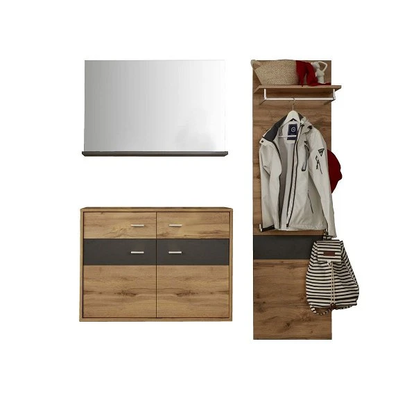 Trendteam Coast Garderoben-Set 3-teilig Wotan Eiche / Grau Melamin 1 Trendteam Coast Garderoben-Set 3-teilig Wotan Eiche / Grau Melamin