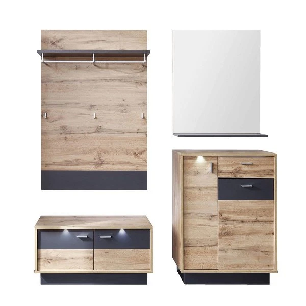 Trendteam Coast Garderoben-Set 4-teilig Wotan Eiche / Grau Melamin 1 Trendteam Coast Garderoben-Set 4-teilig Wotan Eiche / Grau Melamin