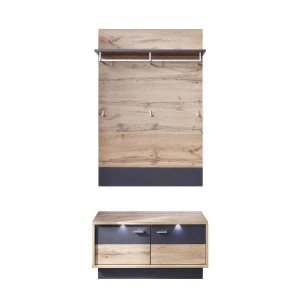 Trendteam Coast Garderoben-Set 2-teilig Paneel Wotan Eiche / Grau Melamin 1 Trendteam Coast Garderoben-Set 2-teilig Paneel Wotan Eiche / Grau Melamin