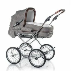 HESBA Corrado Kinderwagen Außen 796, Innen 227 Teilleder - Räder Schwarz 30 Cm, Griff Braun