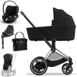CYBEX E-PRIAM Kinderwagen Sepia Black Bundle New Generation Inkl. 8 Zubehörartikel