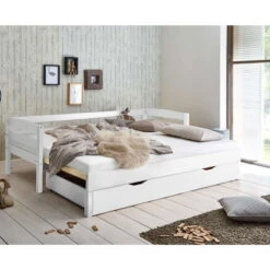 Relita EMILIA Einzelbett Buche Massiv Weiß 90/180 X 200 Cm, Ausziehbar - Frachtfrei -Günstiges CYBEX || Britax || VOX Geschäft eb emma weiss bettkasten 2 gr 1