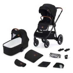 Kinderkraft EVERYDAY 2in1 Kinderwagen Black Inkl. Adapter, Fußsack, Sonnensegel & Regenschutz