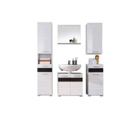 Trendteam Mezzo Badmöbel-Set Weiß / Melinga Dark Oak