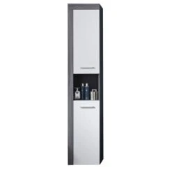 Trendteam Miami Hochschrank Weiß / Rauchsilber