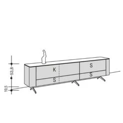 Hülsta Gentis 3R Lowboard - Hochglanz-Lack Breite 281,6 Cm - Mit Metallgestell