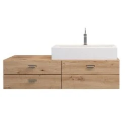 Trendteam Geo Waschbeckenunterschrank Inkl. Waschbecken Artisan Eiche