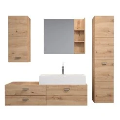 Trendteam Geo Badmöbel Inkl. Waschbecken 5-teilig Artisan Eiche