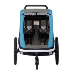 Hamax Avenida Twin Fahrradanhänger Petrol Blau Mit Federung - Inkl. Deichsel & Buggyrad -Günstiges CYBEX || Britax || VOX Geschäft ham400010 avenida petrolblue stroller wheel front 1