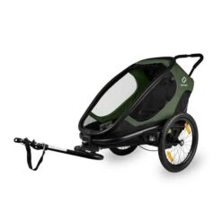 Hamax Outback One Fahrradanhänger Grün / Schwarz Inkl. Deichsel & Buggyrad -Günstiges CYBEX || Britax || VOX Geschäft ham400063 hamax kinderfahrradanhaenger outback one green black