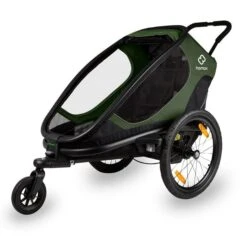 Hamax Outback One Fahrradanhänger Grün / Schwarz Inkl. Deichsel & Buggyrad -Günstiges CYBEX || Britax || VOX Geschäft ham400063 hamax kinderfahrradanhaenger outback one green black rad