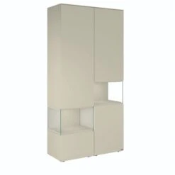 Hülsta Neo Wohnwand Vitrine 1 Schubkasten Und 3 Türen Lack Seidengrau