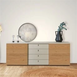 Now! Time By Hülsta Sideboard Mit Schiebetüren Natureiche/Lack-seidengrau -Günstiges CYBEX || Britax || VOX Geschäft huelsta now time 1041212f3