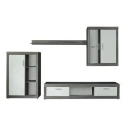 Trendteam Jazz Anbauwand Weiß / Rauchsilber