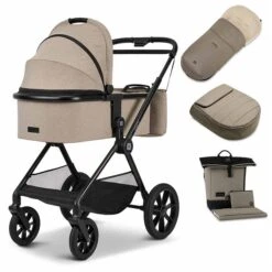 Moon Clicc Kombi-Kinderwagen Mud Melange Zubehör Bundle