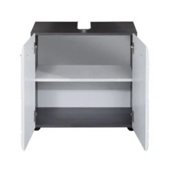 Trendteam Line Badmöbel-Set 5-teilig Weiß Hochglanz / Sardegna Rauchsilber -Günstiges CYBEX || Britax || VOX Geschäft line bd 1898 301 03 frontal geoeffnet freisteller 1