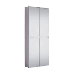 Trendteam Mirror Spiegelgarderobenschrank Weiß Melamin | 4-türig