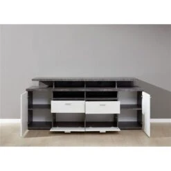 Trendteam Mood TV-Lowboard Weiß Melamin / Stone Dunkel -Günstiges CYBEX || Britax || VOX Geschäft mood md 1880 326 38 geoeffnet