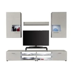 Trendteam Move Anbauwand Weiß Hochglanz / Weiß Melamin