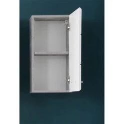 Trendteam Nano Badmöbel-Set 5-teilig Weiß Hochglanz / Beton Stone -Günstiges CYBEX || Britax || VOX Geschäft nano bd 1846 501 35 frontal geoeffnet 1